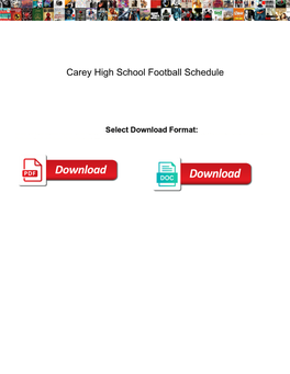 Carey High School Football Schedule