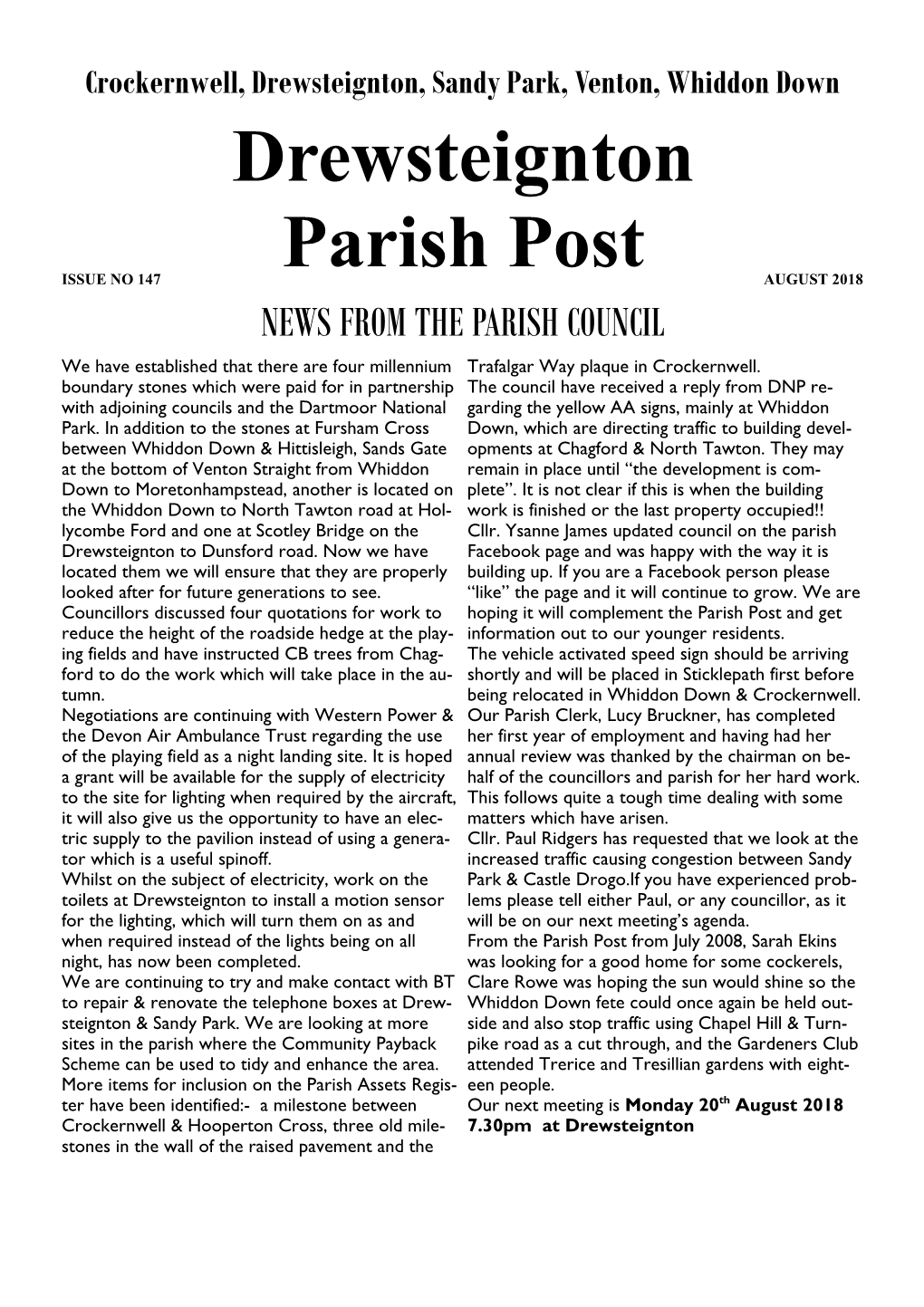 Parish Post August 2018