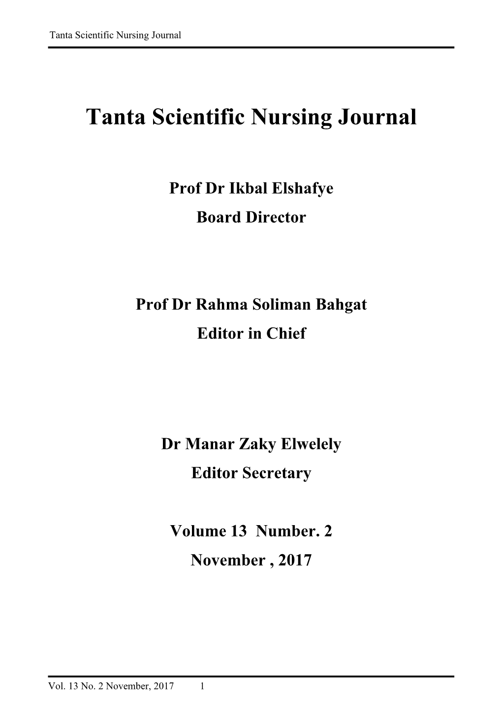 Tanta Scientific Nursing Journal