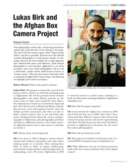 Lukas Birk and the Afghan Box Camera Project Robert Hirsch