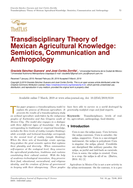 Transdisciplinary Theory of Mexican Agricultural Knowledge: Semiotics, Communication and Anthropology 72