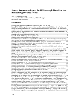 Stream Assessment Report for Hillsborough River Reaches, Hillsborough County, Florida