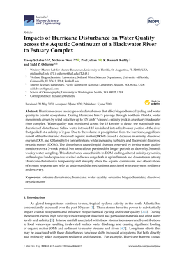Impacts of Hurricane Disturbance on Water Quality Across the Aquatic Continuum of a Blackwater River to Estuary Complex