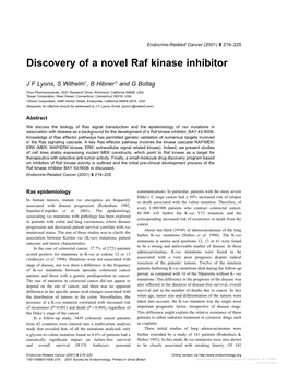 Discovery of a Novel Raf Kinase Inhibitor