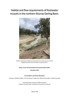Habitat and Flow Requirements of Freshwater Mussels in the Northern Murray-Darling Basin