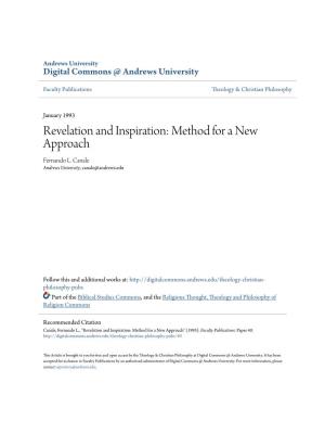 Revelation and Inspiration: Method for a New Approach Fernando L