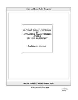 National Policy Conference on Intelligent Transportation Systems and the Environment, Conference Papers