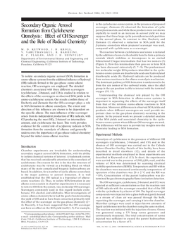 Secondary Organic Aerosol Formation from Cyclohexene Ozonolysis: Effect of OH Scavenger and the Role of Radical Chemistryseconda