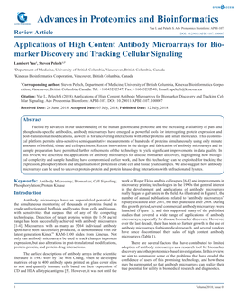 Applications of High Content Antibody Microarrays for Biomarker Discovery and Tracking Cel- Lular Signaling