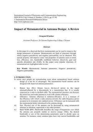 Impact of Metamaterial in Antenna Design: a Review