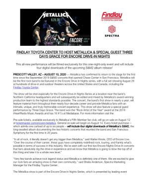 Findlay Toyota Center to Host Metallica & Special