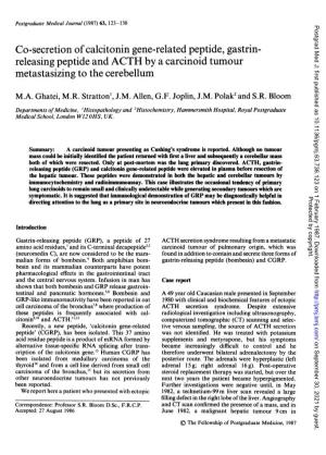 Co-Secretion of Calcitonin Gene-Related Peptide, Gastrin