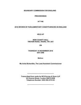 Boundary Commission for England Proceedings At
