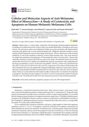 Cellular and Molecular Aspects of Anti-Melanoma Effect of Minocycline
