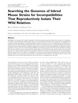 Searching the Genomes of Inbred Mouse Strains for Incompatibilities That Reproductively Isolate Their Wild Relatives