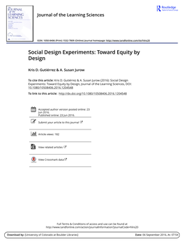 Social Design Experiments: Toward Equity by Design