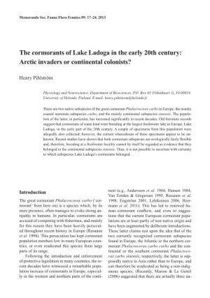 The Cormorants of Lake Ladoga in the Early 20Th Century: Arctic Invaders Or Continental Colonists?