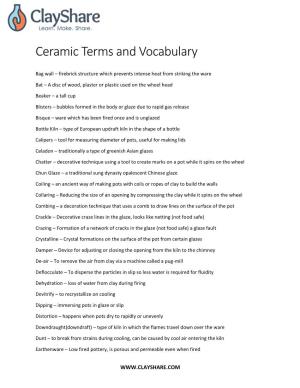 Ceramic Terms and Vocabulary