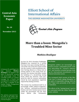 Mongolia's Troubled Mine Sector