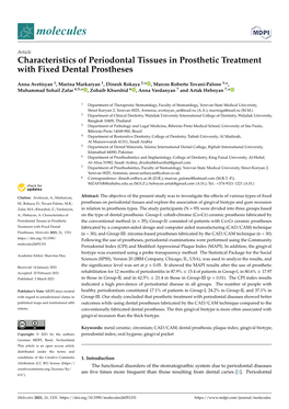 Characteristics of Periodontal Tissues in Prosthetic Treatment with Fixed Dental Prostheses