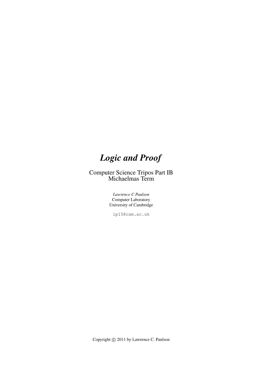 Logic and Proof