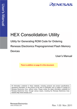 HEX Consolidation Utility User's Manual