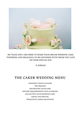 The Caker Wedding Menu