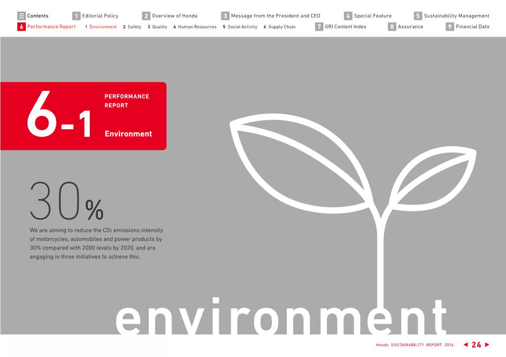 Environment 2 Safety 3 Quality 4 Human Resources 5 Social Activity 6 Supply Chain 7 GRI Content Index 8 Assurance 9 Financial Data