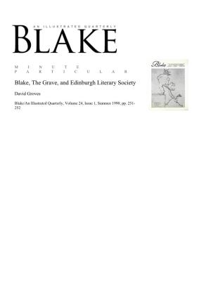 Blake, the Grave, and Edinburgh Literary Society