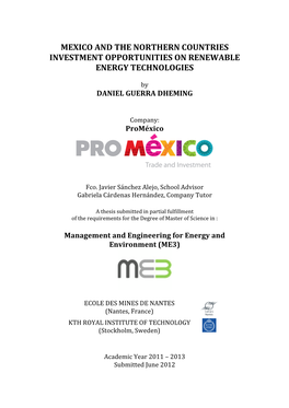 Mexico and the Northern Countries Investment Opportunities on Renewable Energy Technologies
