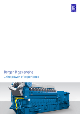 Bergen B Gas Engine ...The Power of Experience Tomorrow’S Gas Engine Technology