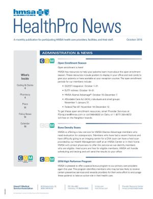 HMSA Provider Update Healthpro News