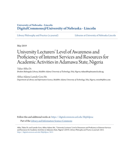 University Lecturers' Level of Awareness and Proficiency Of