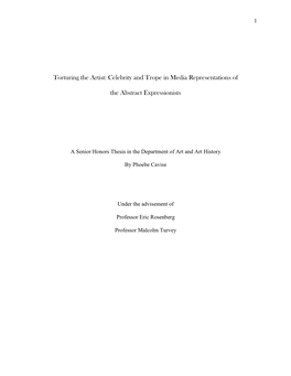Torturing the Artist: Celebrity and Trope in Media Representations of the Abstract Expressionists