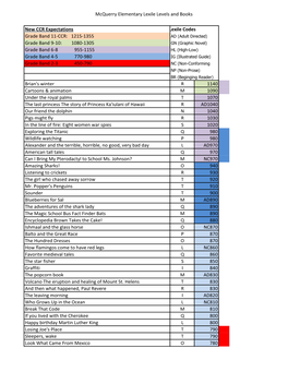 Mcquerry Elementary Lexile Levels and Books New CCR Expectations