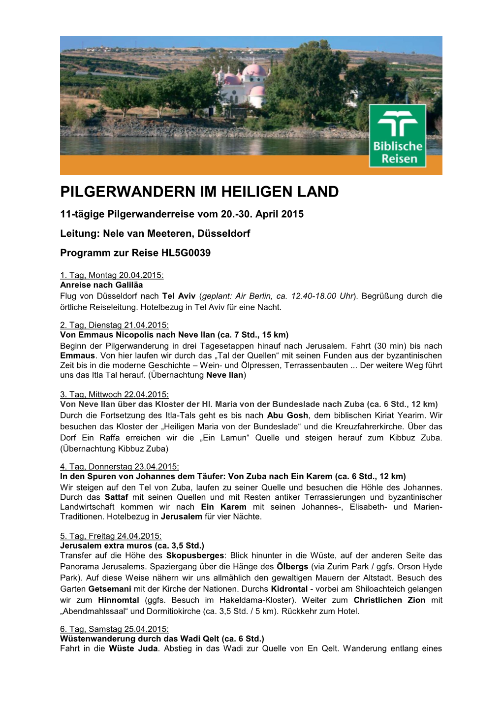 Pilgerwandern Im Heiligen Land