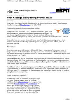 Myck Kabongo Slowly Taking Over for Texas Page 1 of 2