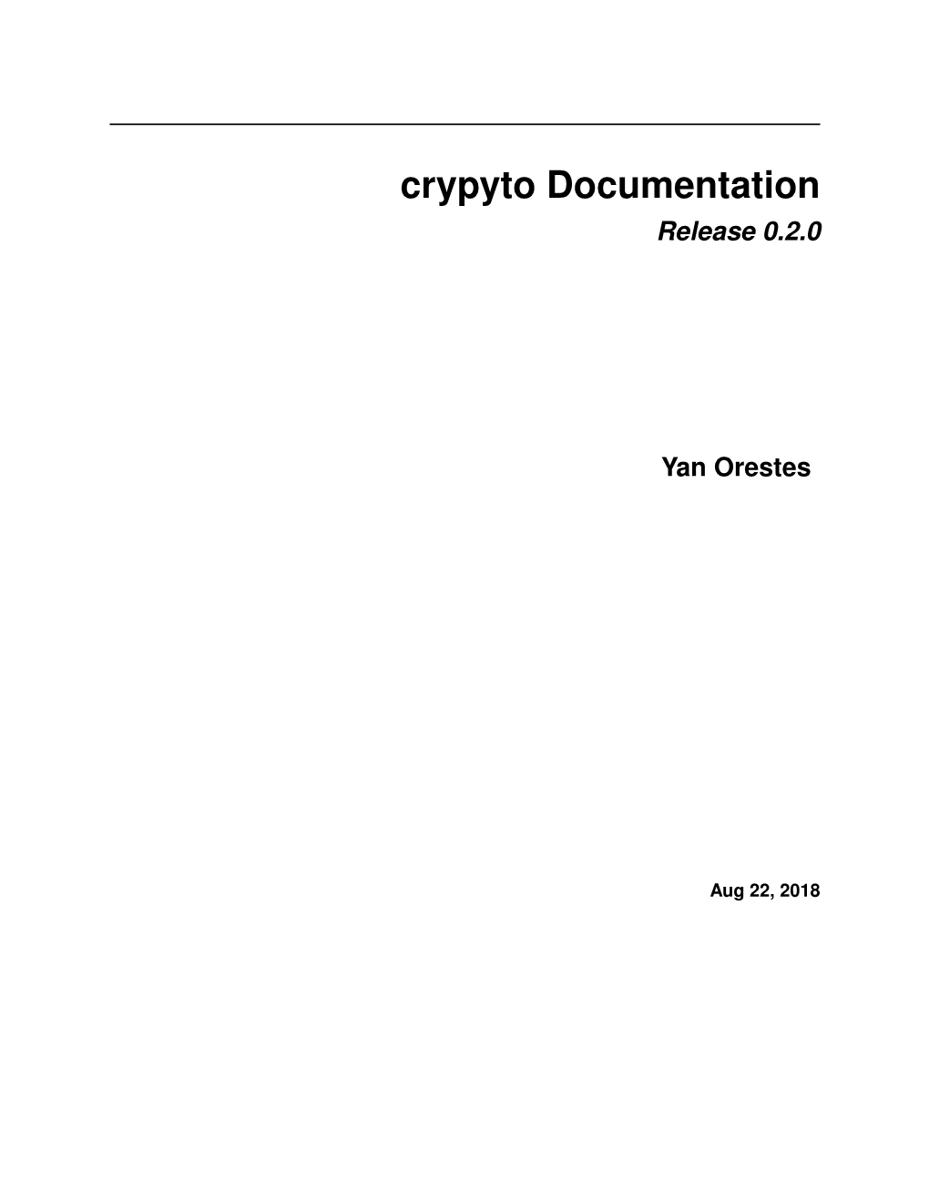 Crypyto Documentation Release 0.2.0