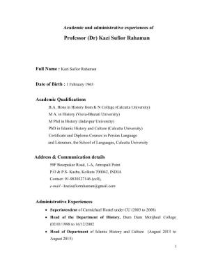 Professor (Dr) Kazi Sufior Rahaman