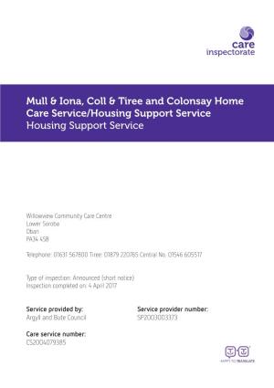 Mull & Iona, Coll & Tiree and Colonsay Home Care Service