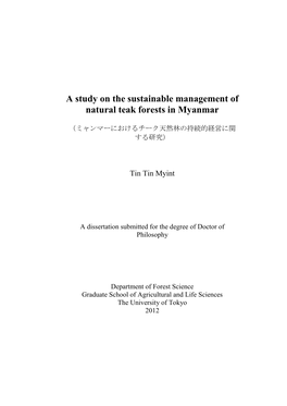 A Study on the Sustainable Management of Natural Teak Forests in Myanmar