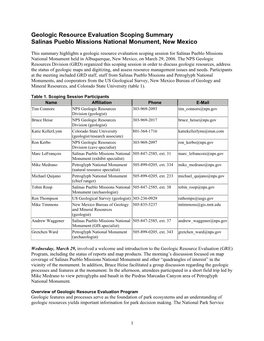 Salinas Pueblo Missions National Monument Geologic Resource