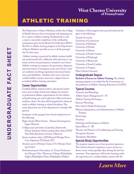 Athletic Training Undergraduate Fact Sheet