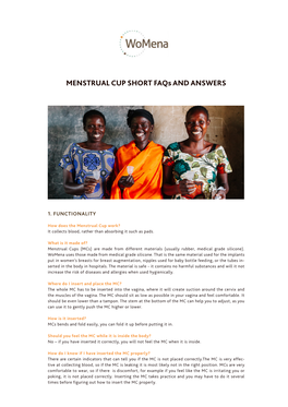 MENSTRUAL CUP SHORT Faqs and ANSWERS