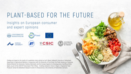 PLANT-BASED for the FUTURE Insights on European Consumer and Expert Opinions