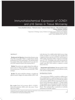 Immunohistochemical Expression of CCND1 and P16 Genes in Tissue Microarray