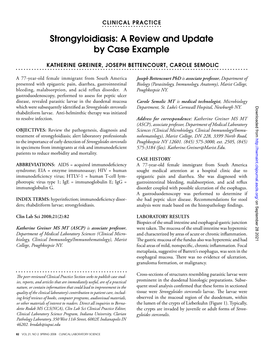 Strongyloidiasis: a Review and Update by Case Example