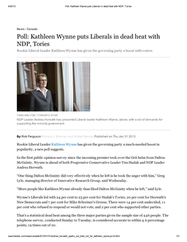 Poll: Kathleen Wynne Puts Liberals in Dead Heat with NDP, Tories