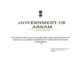 Statements Relating to Supplementary Information on Urban Local Bodies Submitted to Thirteenth Finance Commission 2008