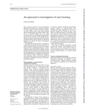 An Approach to Investigation of Easy Bruising